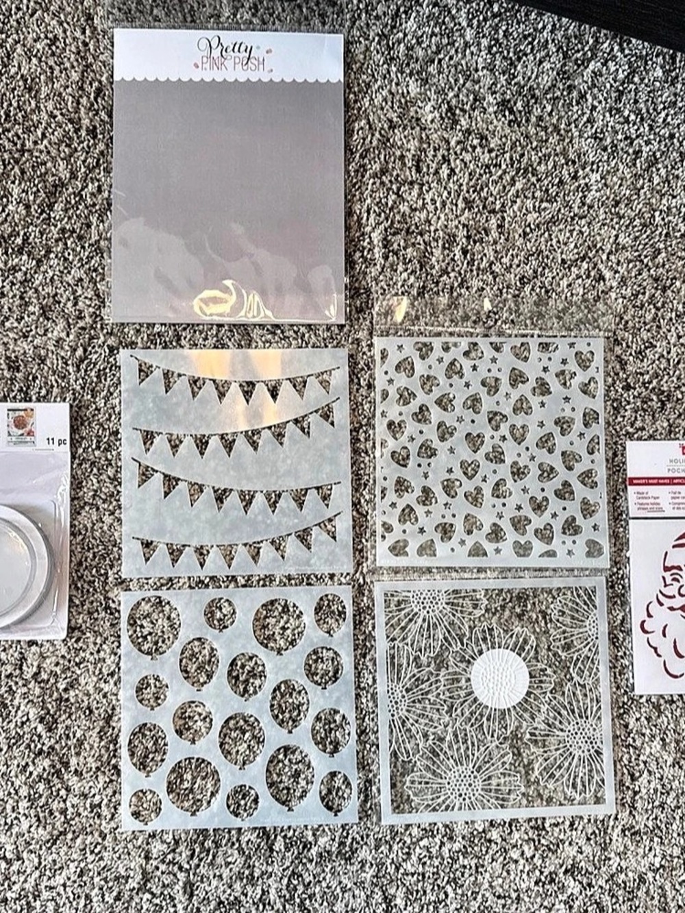 Paper Crafting Bundle Plastic Domes and Stencil Sets Craft Assortment